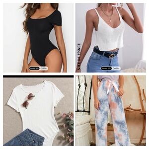 Bundle of 4 medium new items Shein tank and two bodysuits and pajamas pants